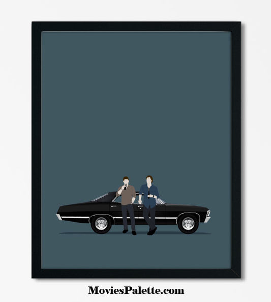 Supernatural TV Series Art Print. Best 2000s Movie Posters. Sam & Dean. Ford Mustang. Free Shipping. Available in 5 sizes. Item No. 007