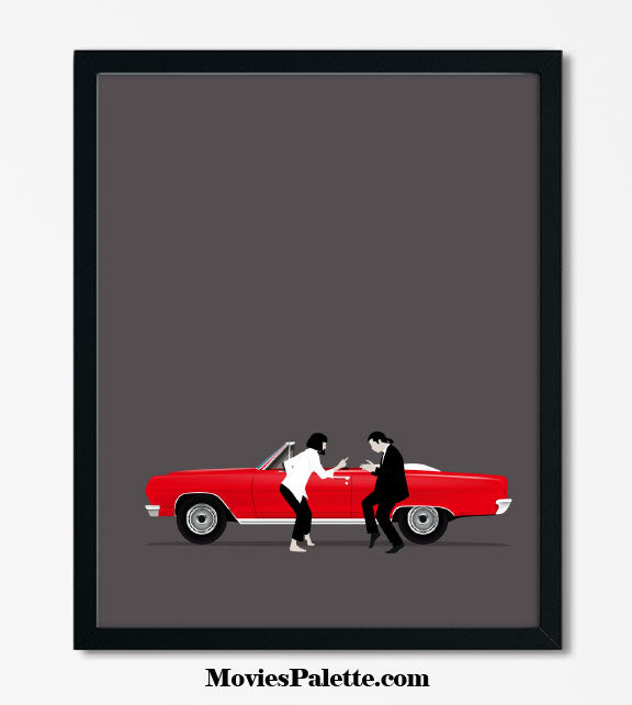 Pulp Fiction Movie Art Print. John Travolta. Uma Thurman. Free Shipping. Available in 5 sizes. Item No. 017