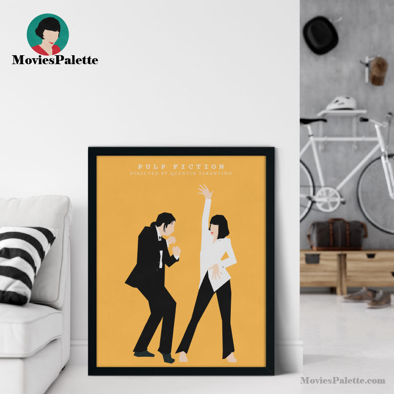 Pulp Fiction Movie Art Print. John Travolta. Uma Thurman. Free Shipping. Available in 5 sizes. Item No. 002