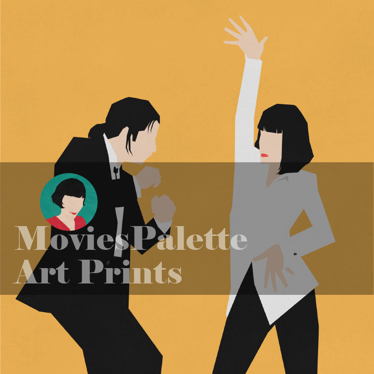 Pulp Fiction Movie Art Print. John Travolta. Uma Thurman. Free Shipping. Available in 5 sizes. Item No. 002