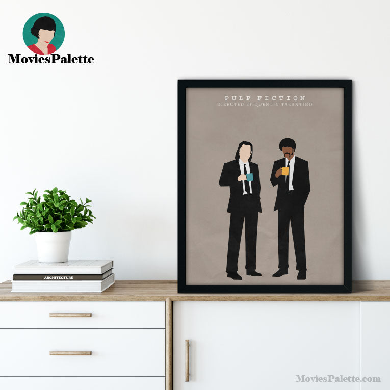 Pulp Fiction Movie Art Print. John Travolta. Samuel Jackson. Free Shipping. Available in 5 sizes. Item No. 004