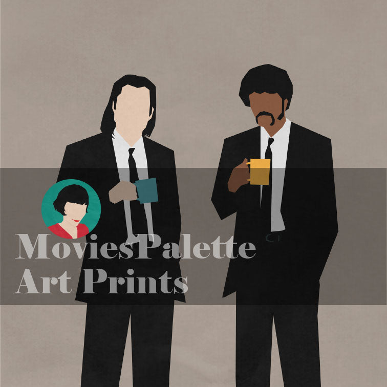 Pulp Fiction Movie Art Print. John Travolta. Samuel Jackson. Free Shipping. Available in 5 sizes. Item No. 004